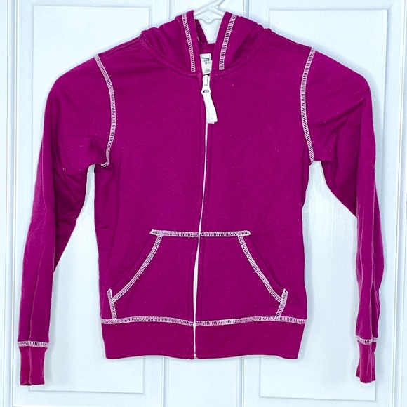 Old Navy Maroon Zip Up Hoodie - Girls 6/7 S - Picture 1 of 4